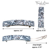 French Amie Oblong 3 1/2" Celluloid Handmade Automatic Hair Barrette for Women