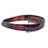 Parcelona French Toothed Smooth Celluloid Shell Brown Wide Hair Headband