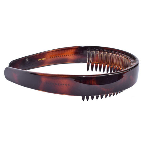 Parcelona French Toothed Smooth Celluloid Shell Brown Wide Hair Headband