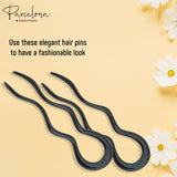 Parcelona French Black 4 Inch Large 2 Pins Wavy Crink U Shaped Hair Pin