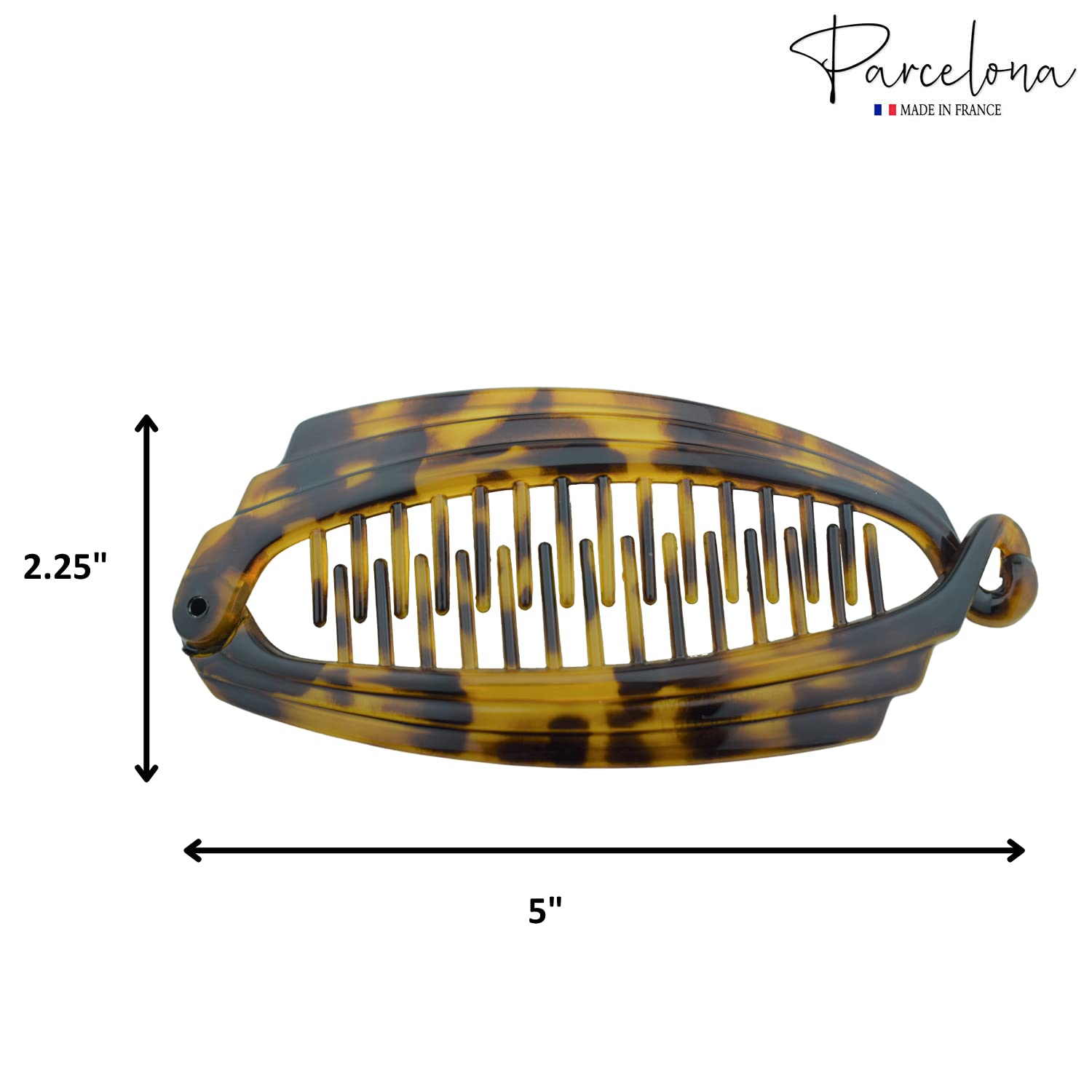 Parcelona French Broad Rectangle Savana Ponytail Interlocking Banana Hair Clip