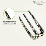 French Amie Tri Prongs 3" Handmade Cellulose Bun Holder Hair Pin Stick for Women