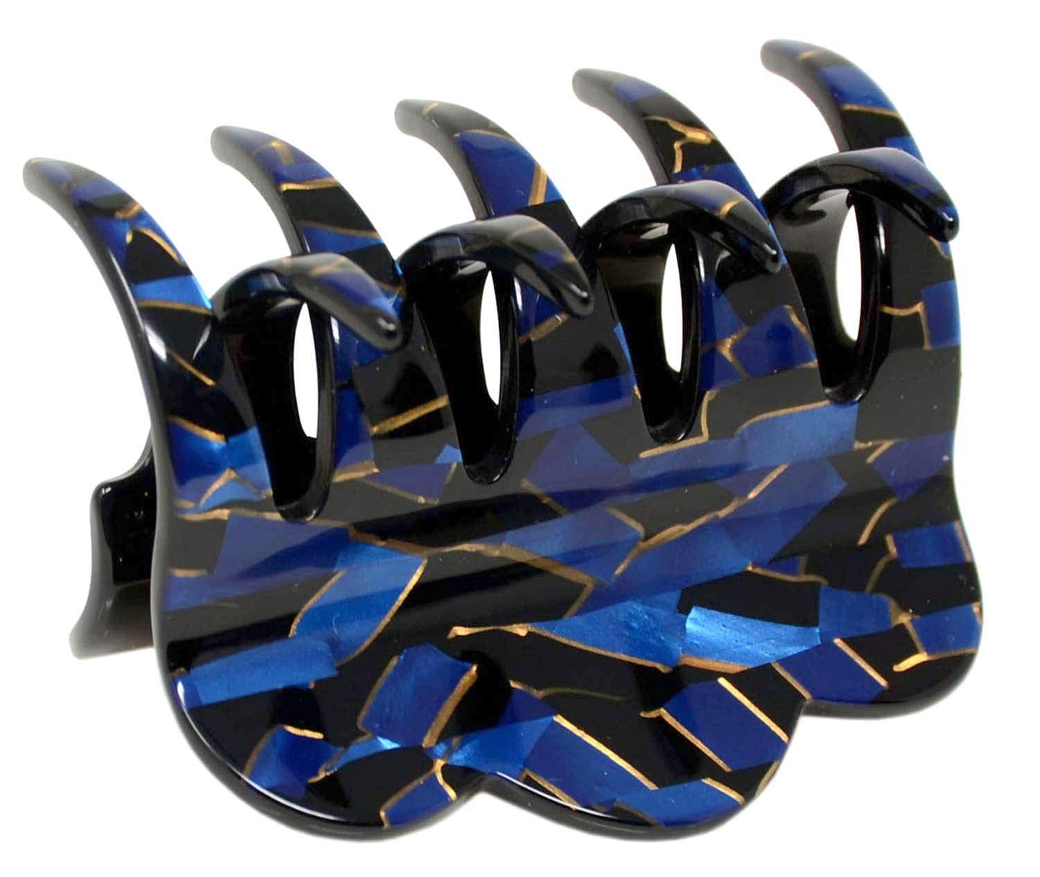 French Amie Crown Wave Small 2.5” Celluloid Handmade Interlocking Hair Claw