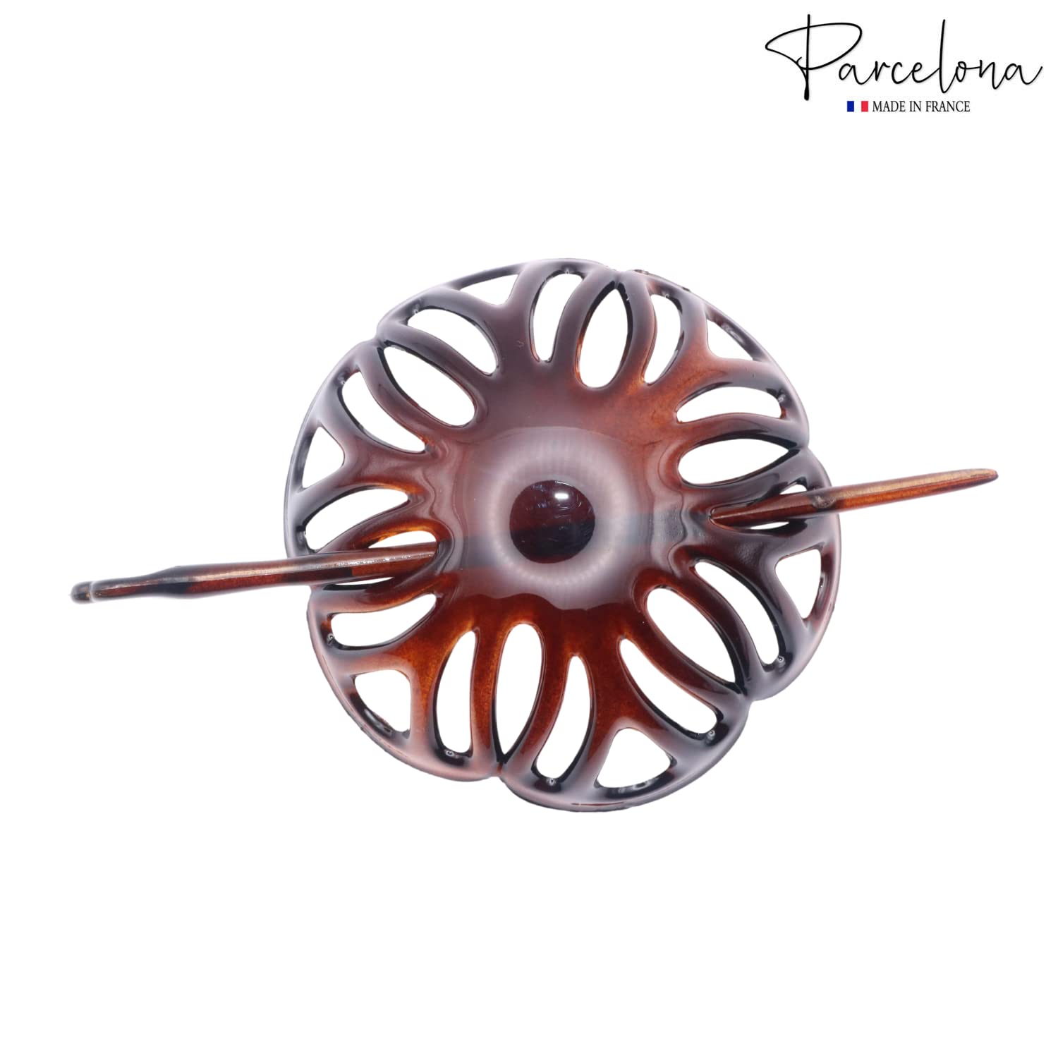 Parcelona French Radial 3.5 Inch Dome Bun Holder Hair Slide Cuff Pin with Stick
