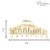 Parcelona France Medium Ivory Beige Narrow Thin Jaw Hair Claw Clip