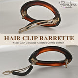 Parcelona French Oval Barrette Set of 2 Tortoise Shell O Ring Non Slip Hair Clip