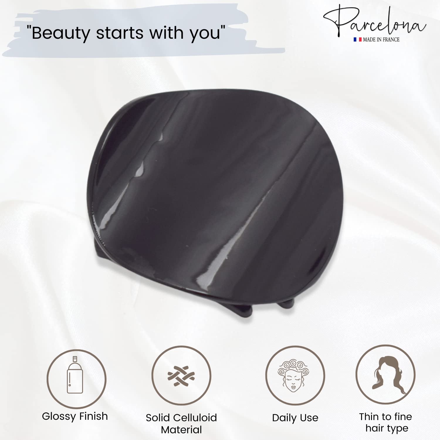 Parcelona French Onde Small 2 3/4" Cellulose Side Slide in Hair Claw for Women