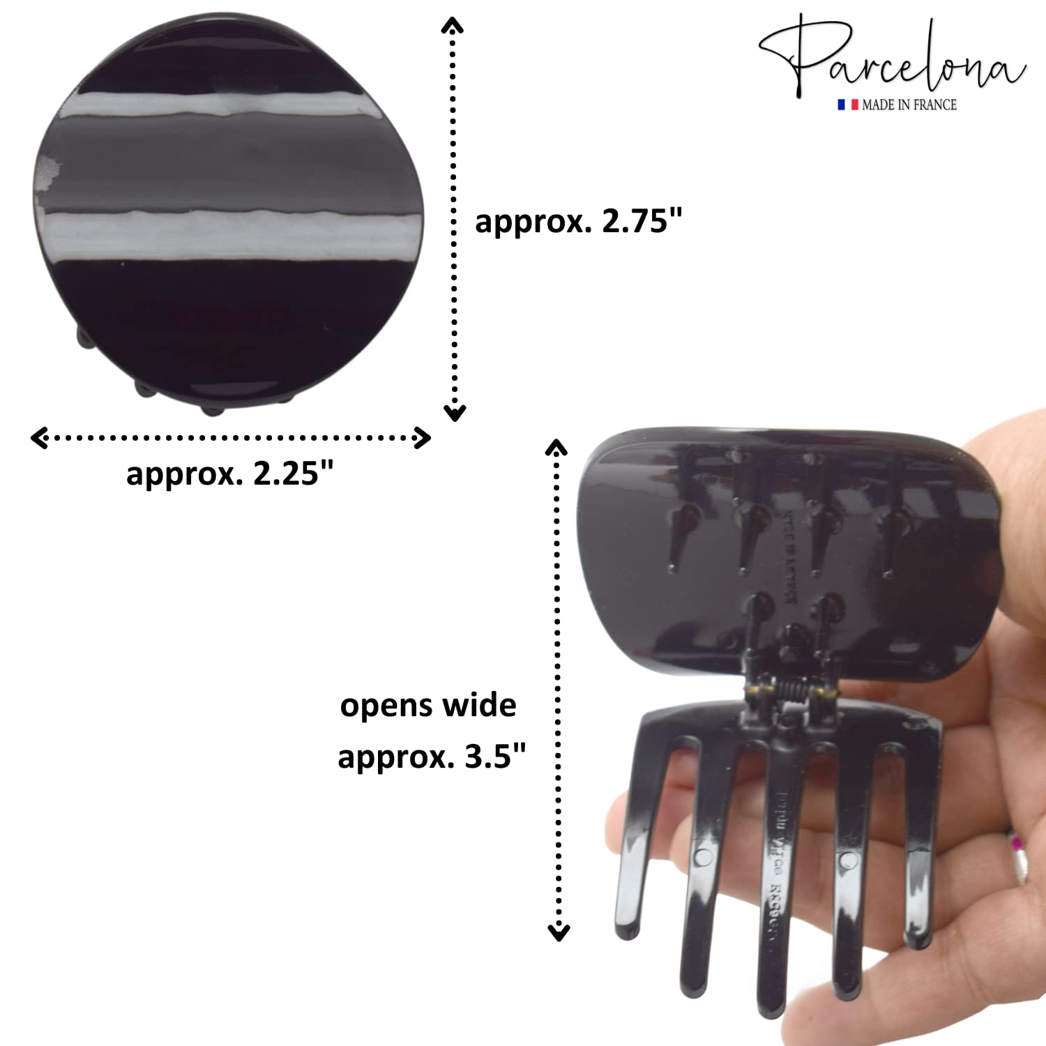 Parcelona French Onde Small 2 3/4" Cellulose Side Slide in Hair Claw for Women