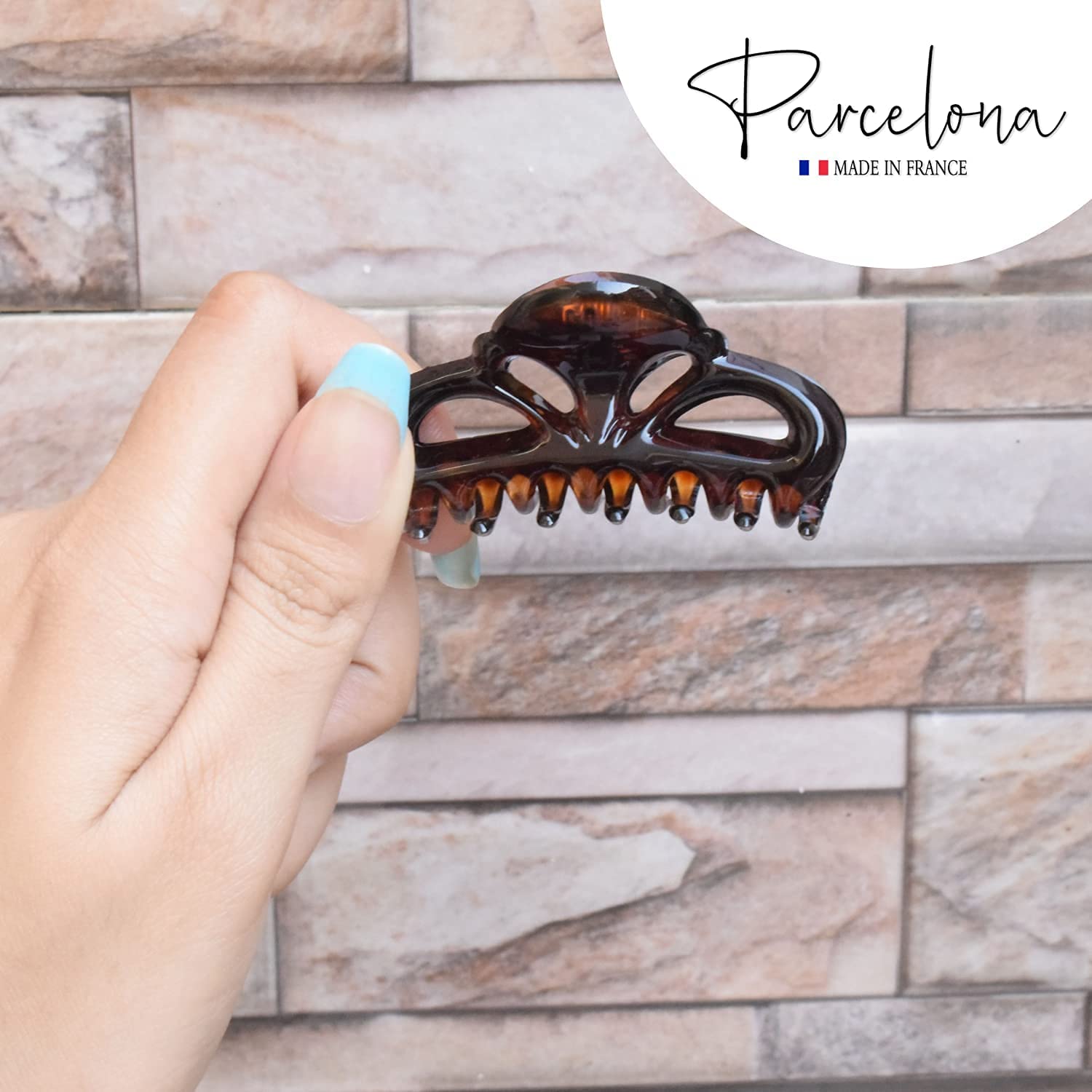 Parcelona French Brown & Black Small Cellulose Set of 2 Jaw Hair Claws