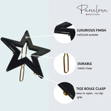 Parcelona French Twin Star Set of 2 Brown Shell N Black Celluloid Snap Hair Pins