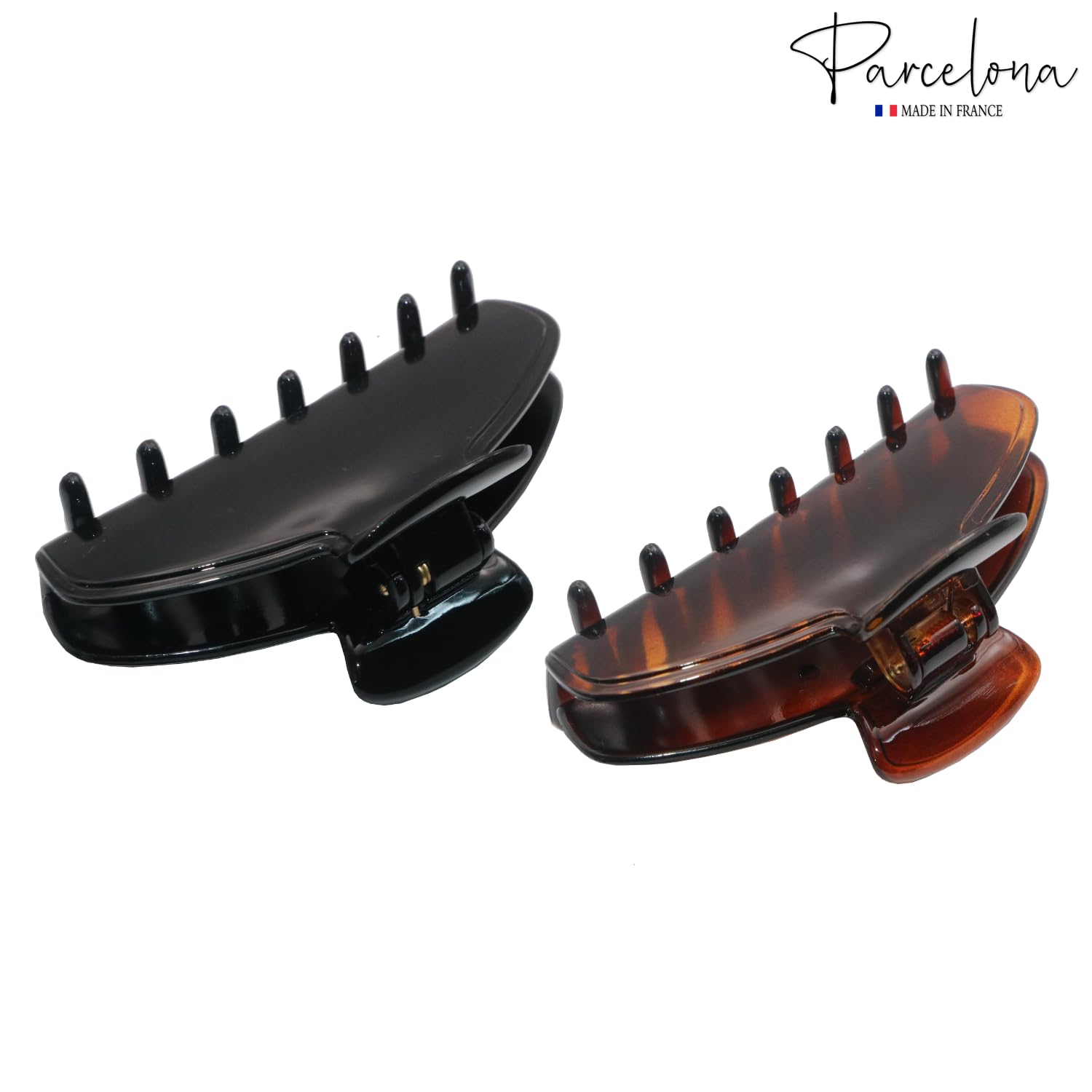 Parcelona French Basic Medium 3 1/2" Cellulose Jaw Hair Claws for Women(2 Pcs)