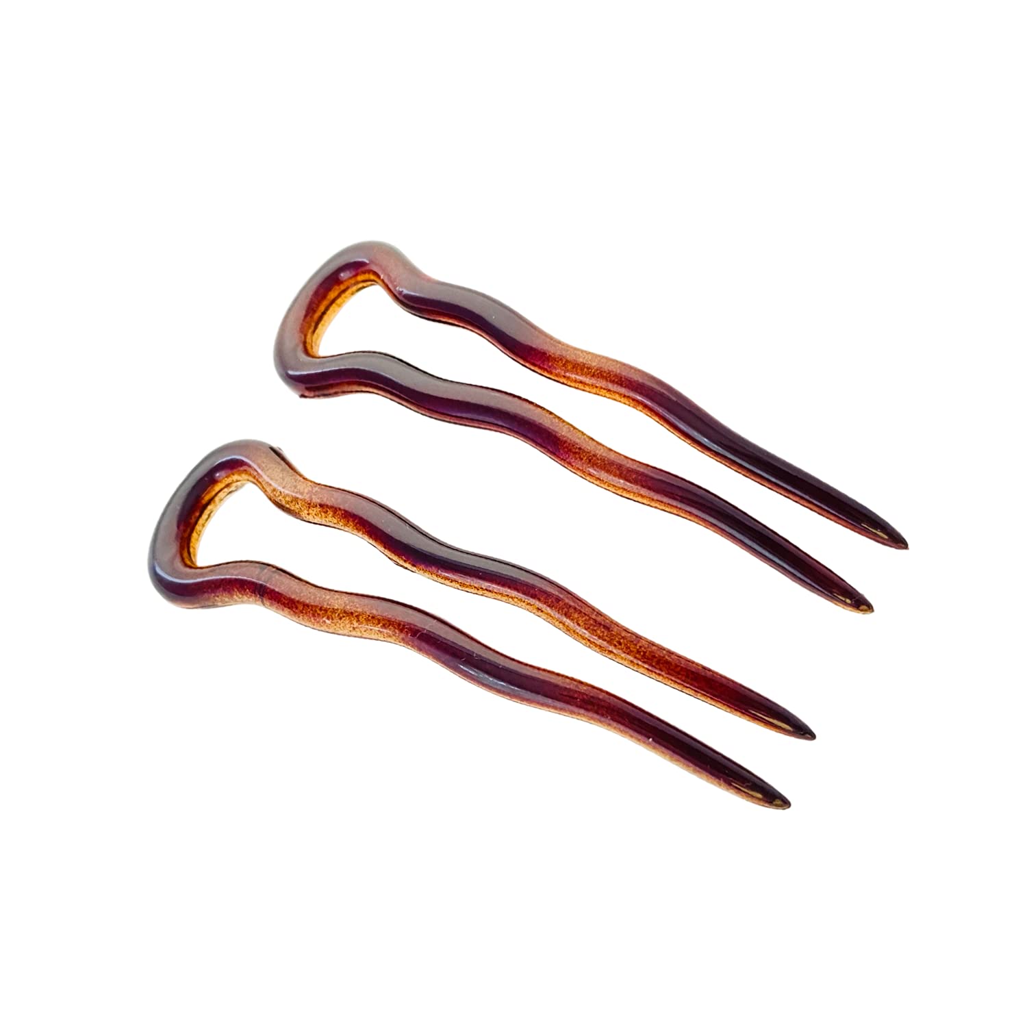 Parcelona French Mystic Large 3" Celluloid Chignon U Shaped Hair Pins(Set of 2)