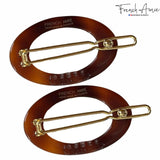 French Amie Oval Hoop Small 1 1/4” Celluloid Handmade Hair Barrette Clips(2 Pcs)