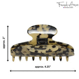 French Amie Thin Oval Large 4 1/4” Handmade Celluloid Jaw Hair Claw for Women