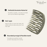 French Amie Fab 13 Teeth Medium Handmade Celluloid Side Hair Comb for Women