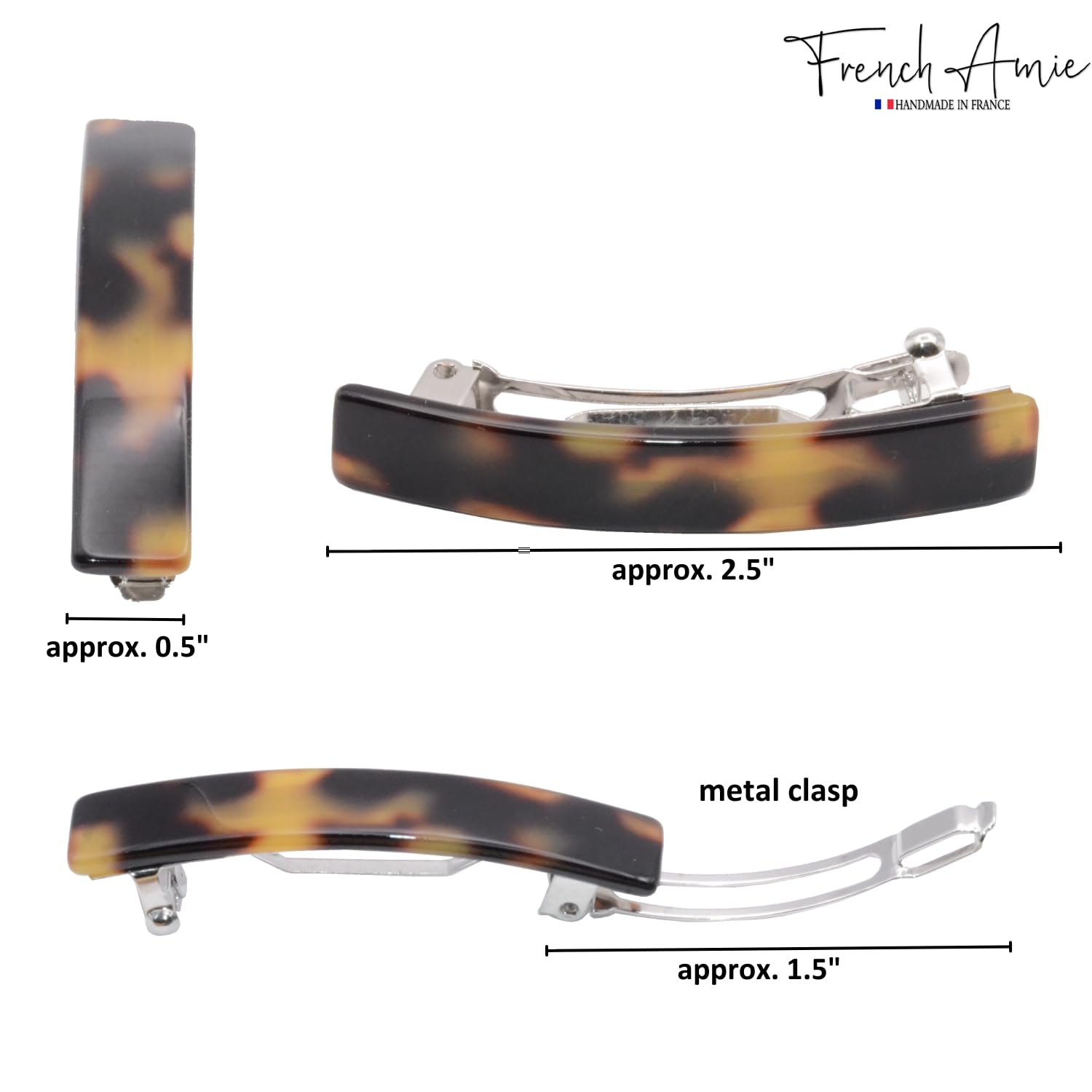 French Amie Bar Mini Set of 6 Handmade Cellulose Hair Clip Barrette for Girls