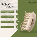 Parcelona French Arch Medium Cream Ivory Celluloid Hair Claw for Women