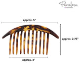 Parcelona French Tapered Edge 11 Teeth Side Hair Combs for Women & Girls (2Pcs)