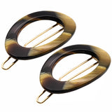 French Amie Oval Hoop Small 1 1/4” Celluloid Handmade Hair Barrette Clips(2 Pcs)
