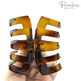 Parcelona French Tubular Large Celluloid Covered Spring Jaw Hair Claw for Women
