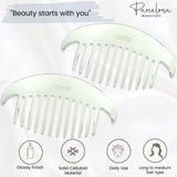 Parcelona French Alice Large Celluloid 12 Teeth Side Hair Combs for Women 2 Pcs