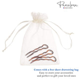 Parcelona French Sleek 3 1/2" Celluloid Wavy U Shaped Hair Pins for Women(3 Pcs)