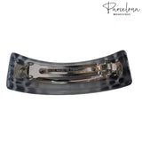 Parcelona French Curved Silver Grey Black Hand Painted Celluloid Hair Barrette