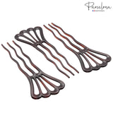 Parcelona French Wavy Three Teeth Shell Large Set of 3 Chignon Hair Pin Sticks