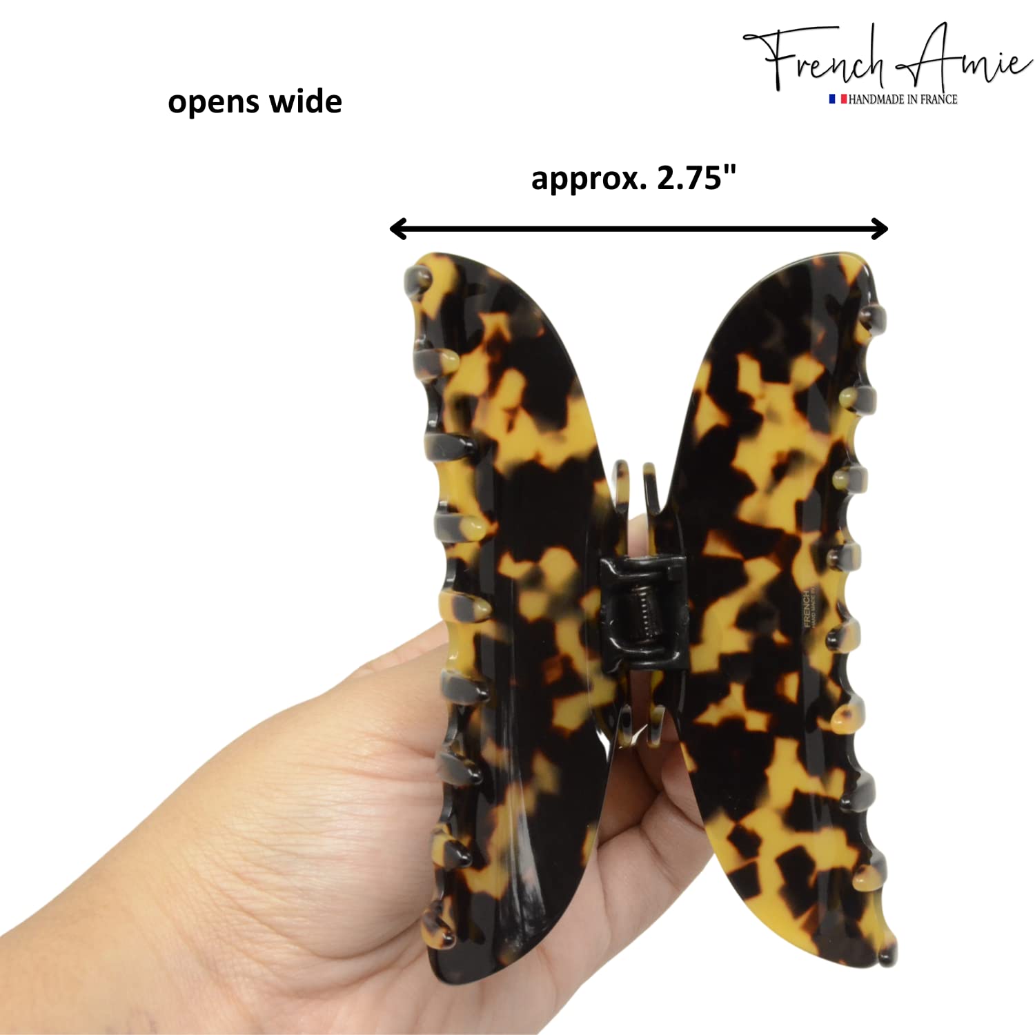 French Amie Thin Oval Large 4 1/4” Handmade Cellulose Acetate Jaw Hair Claw Women