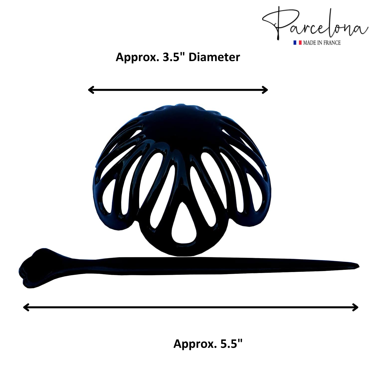 Parcelona French Radial 3.5 Inch Dome Bun Holder Hair Slide Cuff Pin with Stick