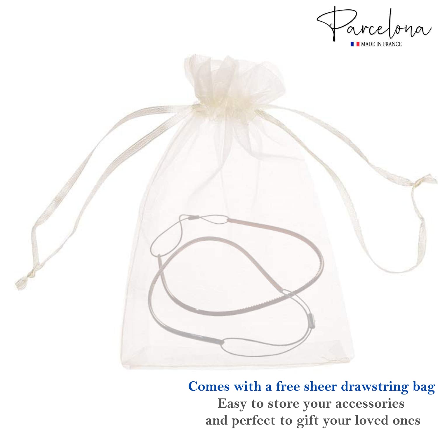 Parcelona French Flexi Bandeau Tie Shell Cellulose Set of 2 Thin hair Headband