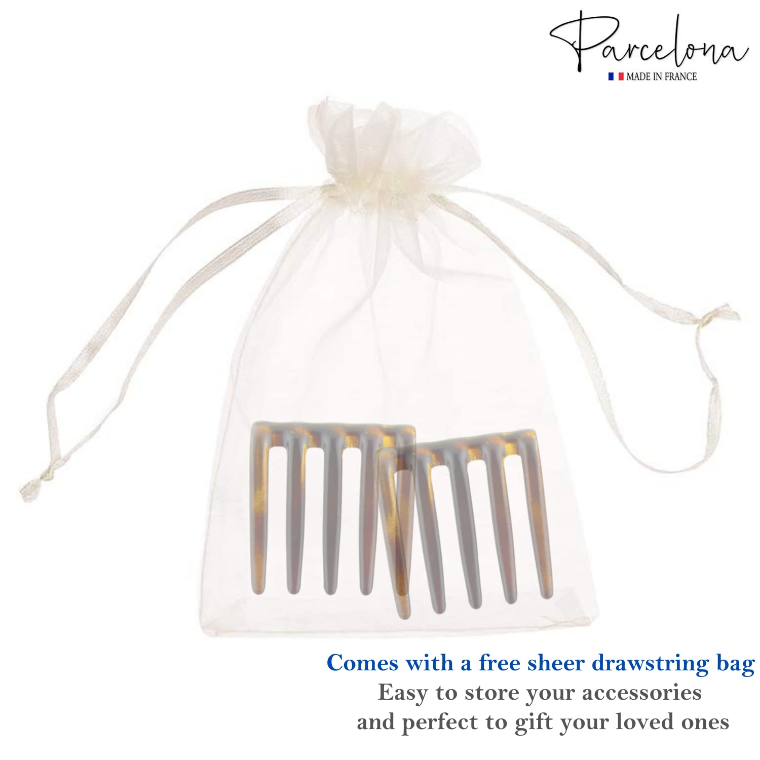 Parcelona French Crab Interlocking Medium Cellulose Hair Side Comb for Women