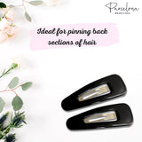 Parcelona French Mini Set of 4 Small 1.25" Celluloid Snap Hair Pins for Women