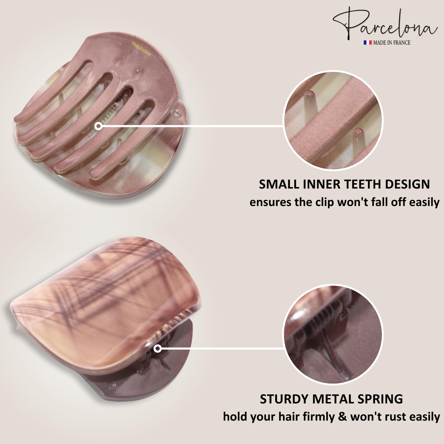 Parcelona French Onde Small 2 3/4" Cellulose Side Slide in Hair Claw for Women