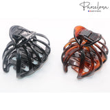 Parcelona French Octopus 3 1/4" Shell & Black Celluloid Jaw Hair Claw (2 Pcs)