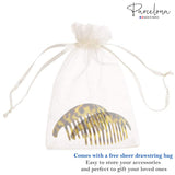 Parcelona French Alice Large Celluloid 12 Teeth Side Hair Combs for Women 2 Pcs