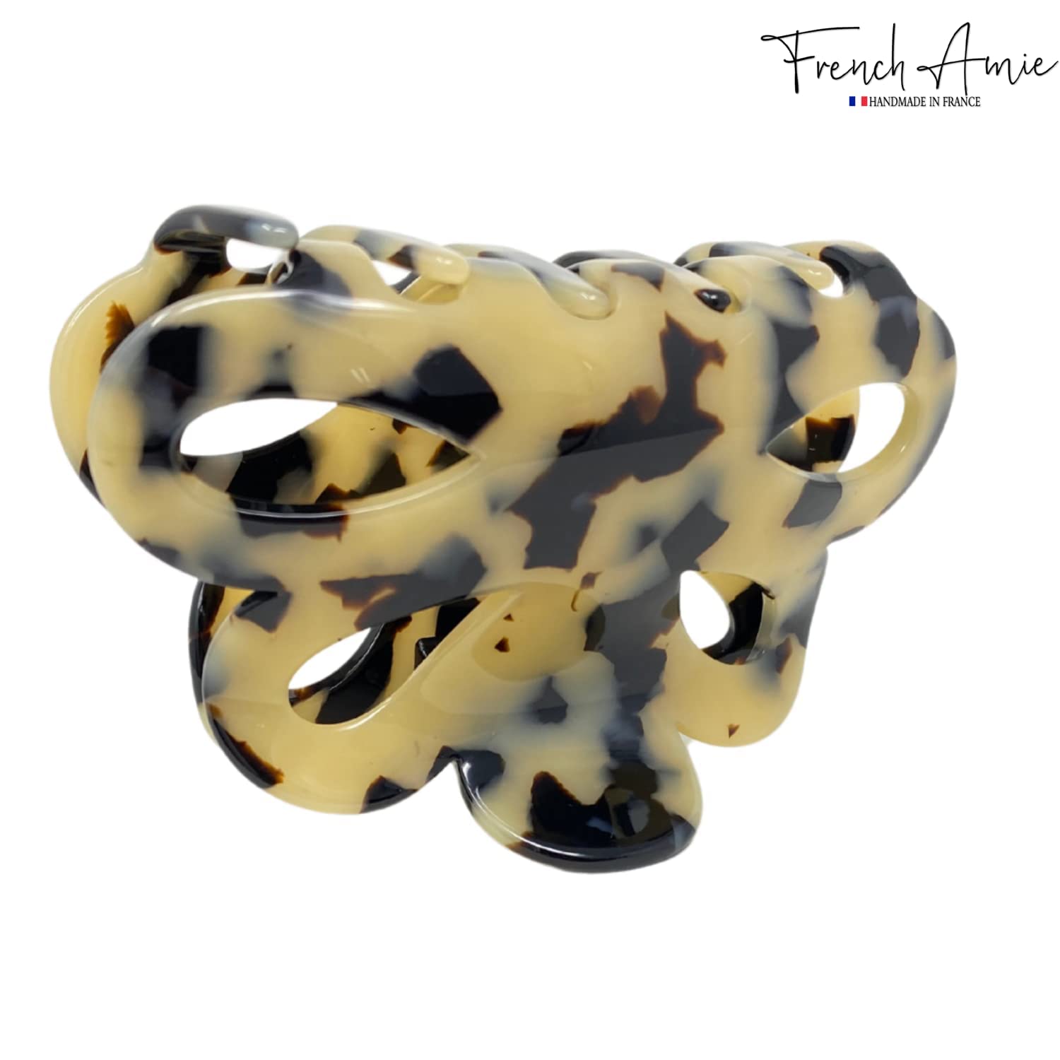 French Amie Flower Bloom 3" Handmade Cellulose No Slip Grip Hair Claw Clip
