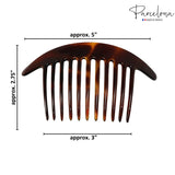 Parcelona French Tapered Edge 11 Teeth Side Hair Combs for Women & Girls (2Pcs)