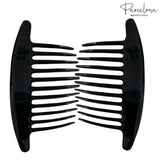 Parcelona French Tapered Edge 11 Teeth Side Hair Combs for Women & Girls (2Pcs)