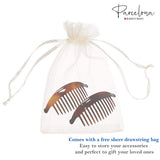 Parcelona French Tortoise Large 13 Teeth Banana Wide Edge Side Hair Combs(2 Pcs)