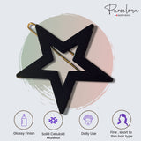 Parcelona French Twin Star Set of 2 Brown Shell N Black Celluloid Snap Hair Pins