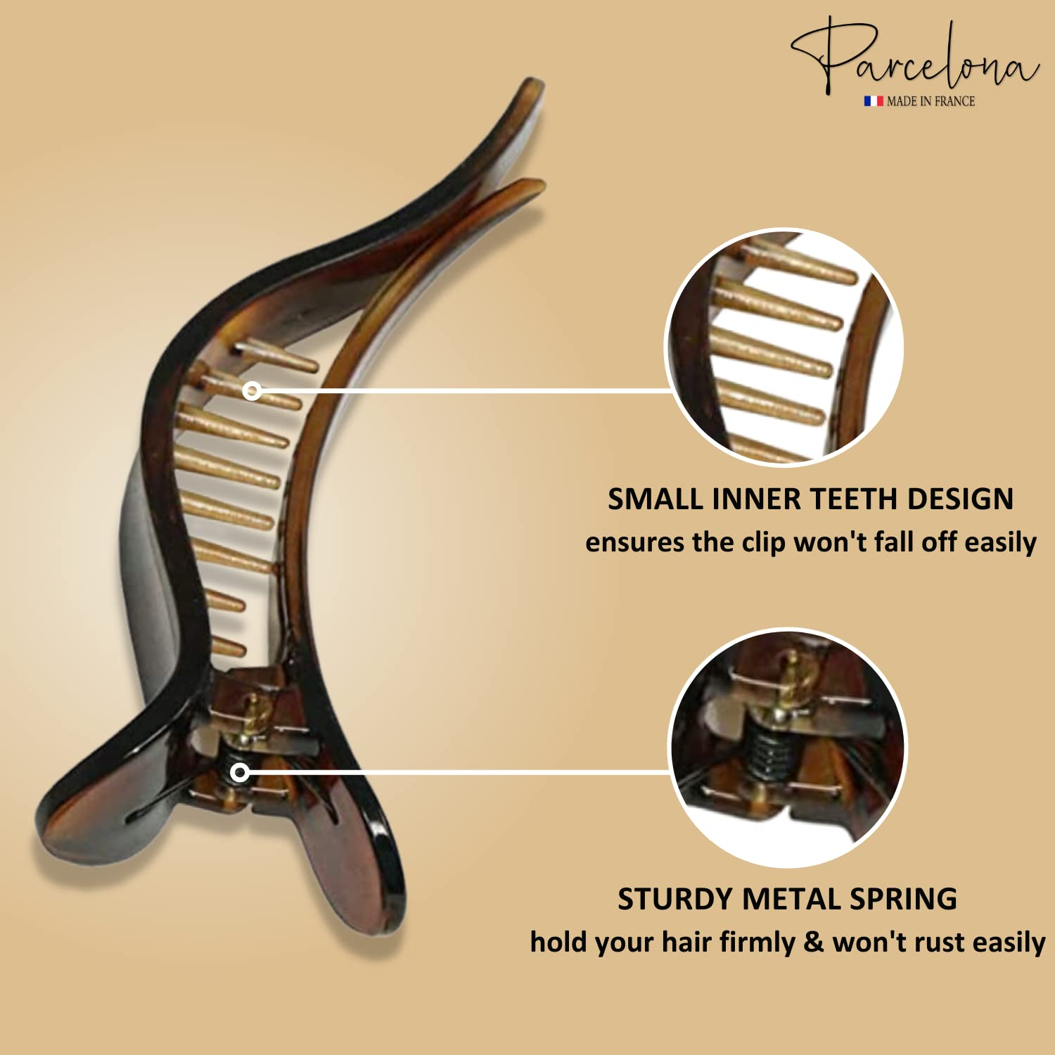 Parcelona French Brill Beak Large Cellulose Slide in Claw Clip Clamp for Women
