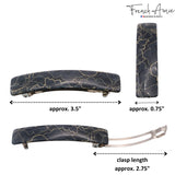 French Amie Oblong 3 1/2" Celluloid Handmade Automatic Hair Barrette for Women