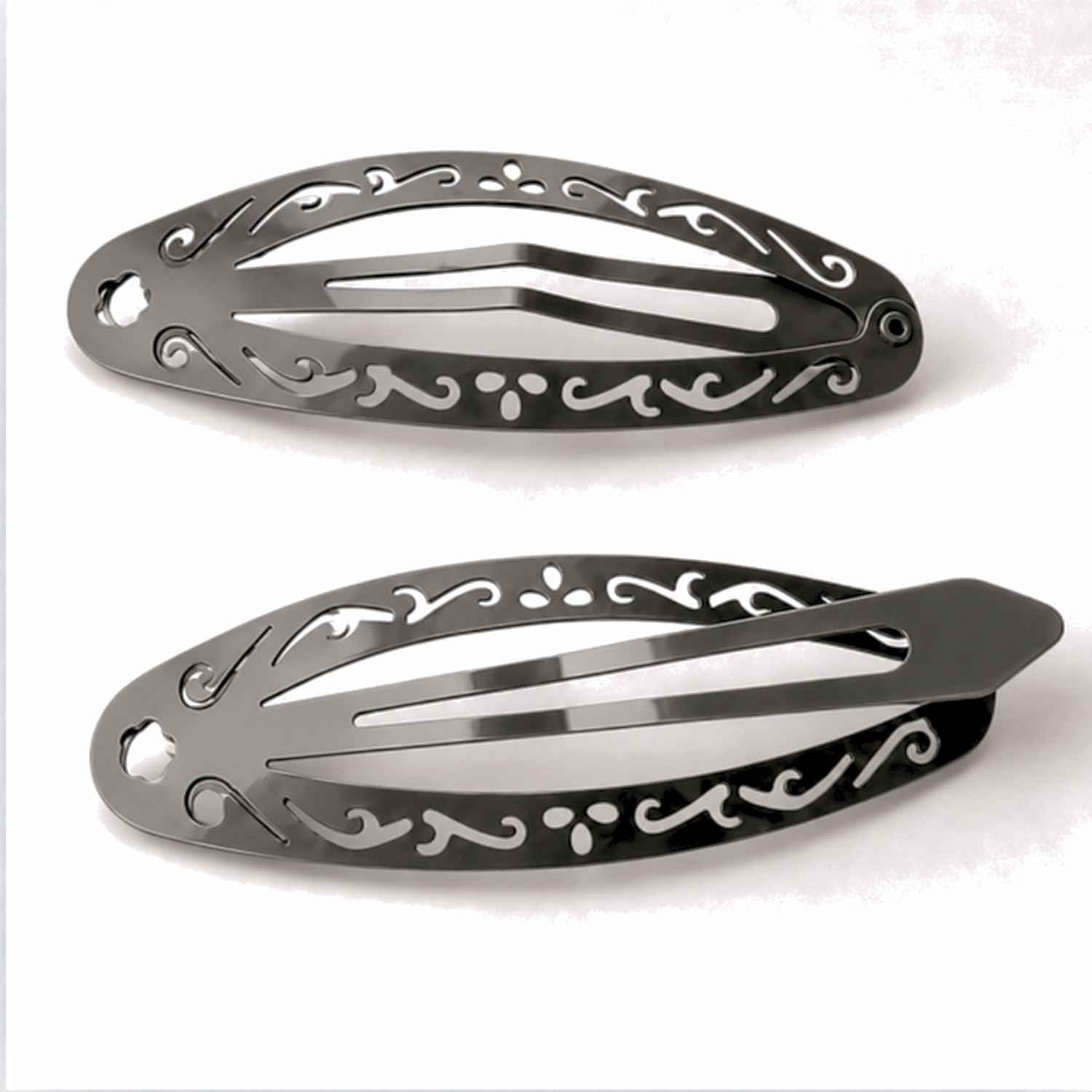 Moeni Filigree Cutout 3.25" Large Metal Snap Hair Clips Barrettes Womens 4 Pack