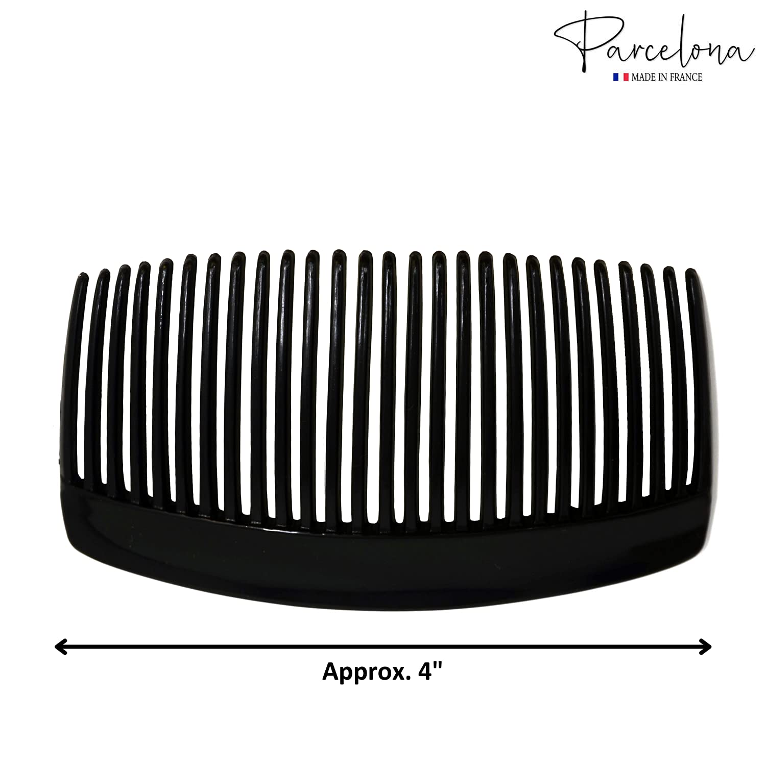 Parcelona French Glossy Black Large Cellulose 27 Teeth Hair Side Comb