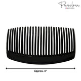 Parcelona French Glossy Black Large Celluloid 27 Teeth Hair Side Comb