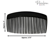 Parcelona French Glossy Black Large Celluloid 27 Teeth Hair Side Comb