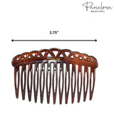 Parcelona French 13 Teeth Crown Small Celluloid Side Hair Combs for Women(2 Pcs)