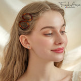 French Amie Oval Hoop Small 1 1/4” Celluloid Handmade Hair Barrette Clips(2 Pcs)