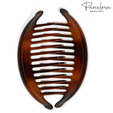 Parcelona French Tortoise Large 13 Teeth Banana Wide Edge Side Hair Combs(2 Pcs)